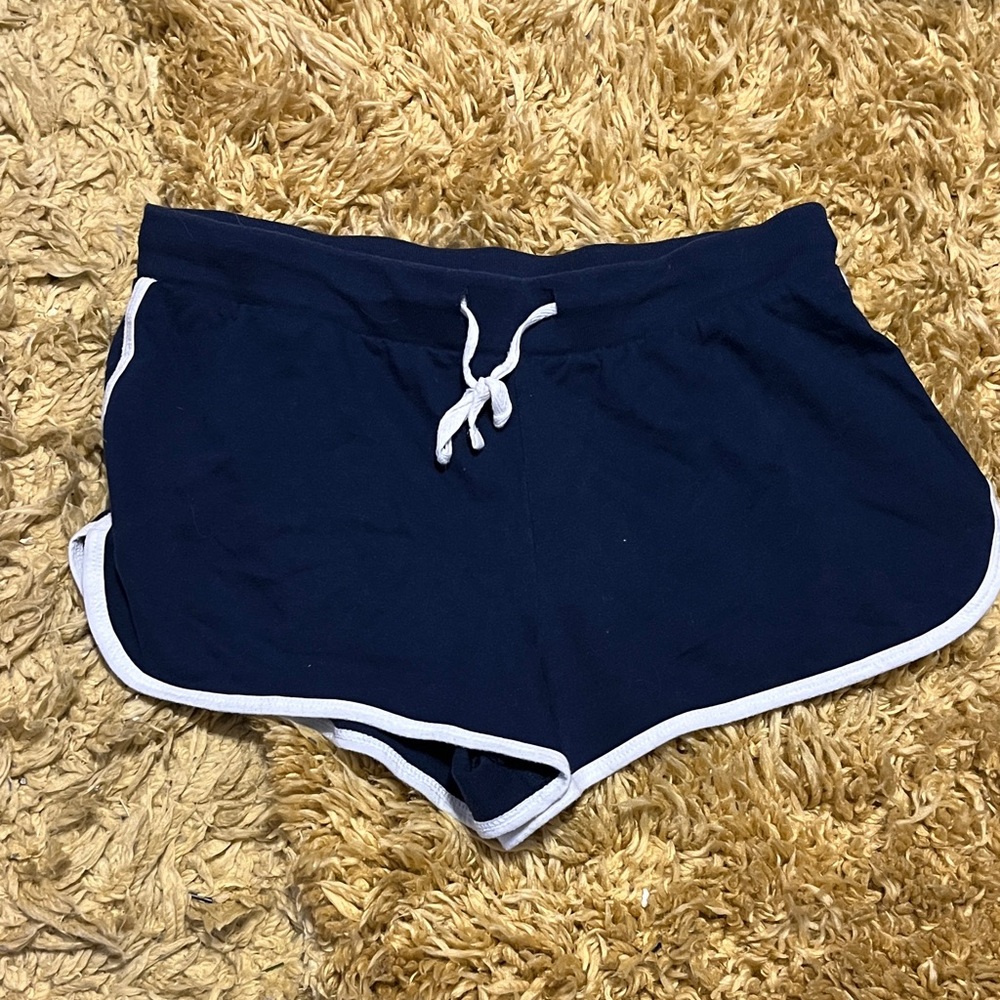 No Boundaries Dark Blue Athletic Shorts with White Edging